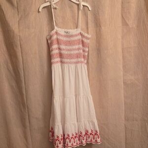 Polo by Ralph Lauren White Sundress with Pink Smocking